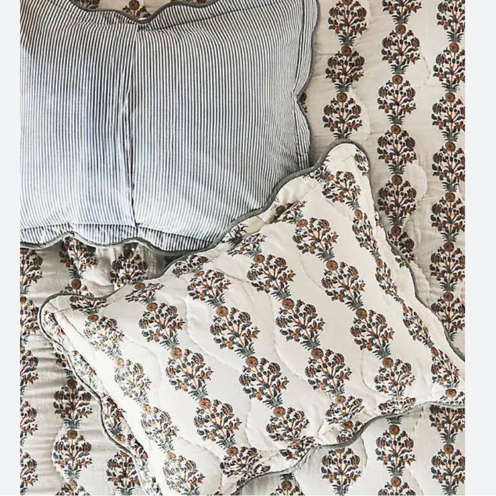 NWOT Anthropologie Iluka Cotton Printed Floral Shams, Set of 2 Standard Shams